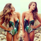 Зеленый купальник Fashion Miami 059 с принтом - 